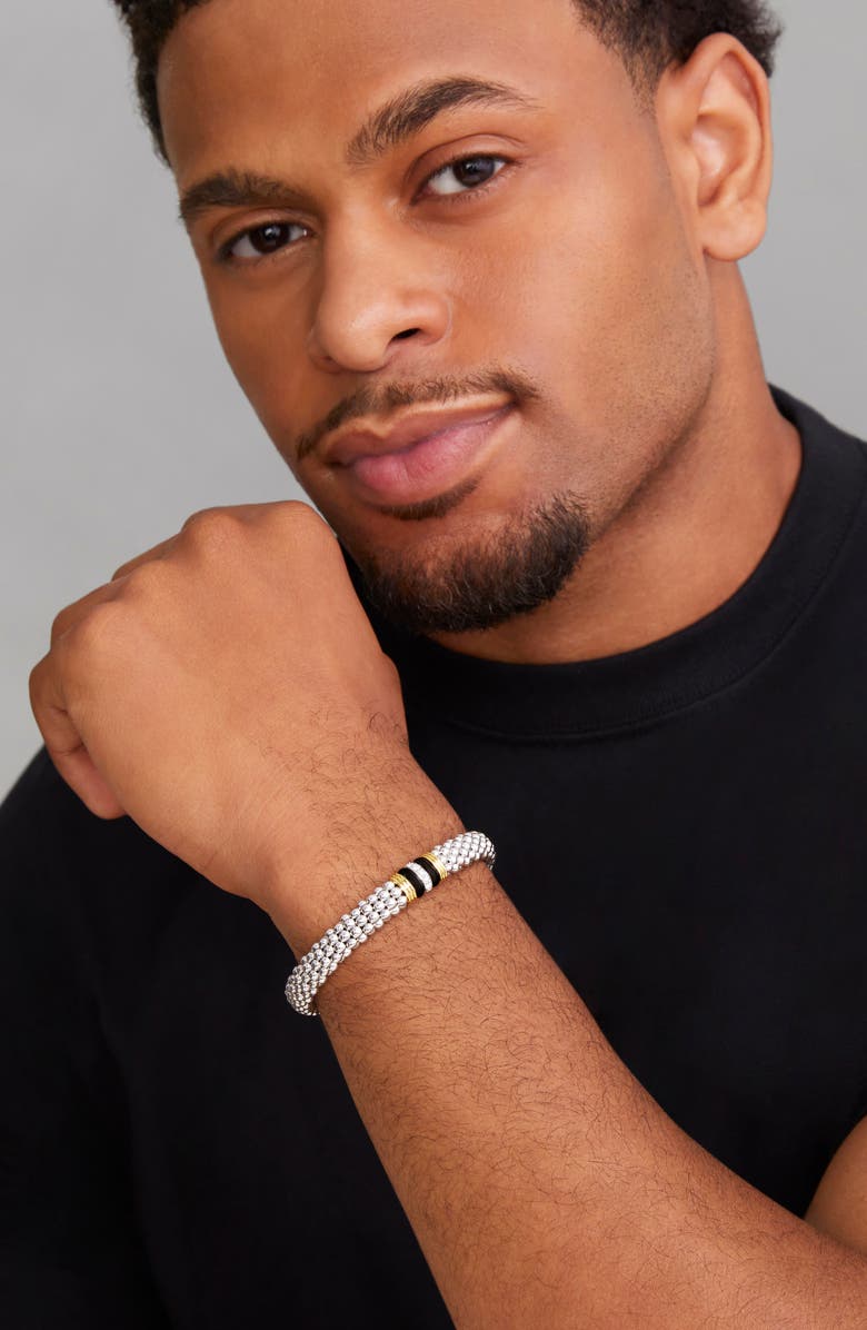 LAGOS Single Pavé Diamond Station Caviar Bracelet, Alternate, color, Black