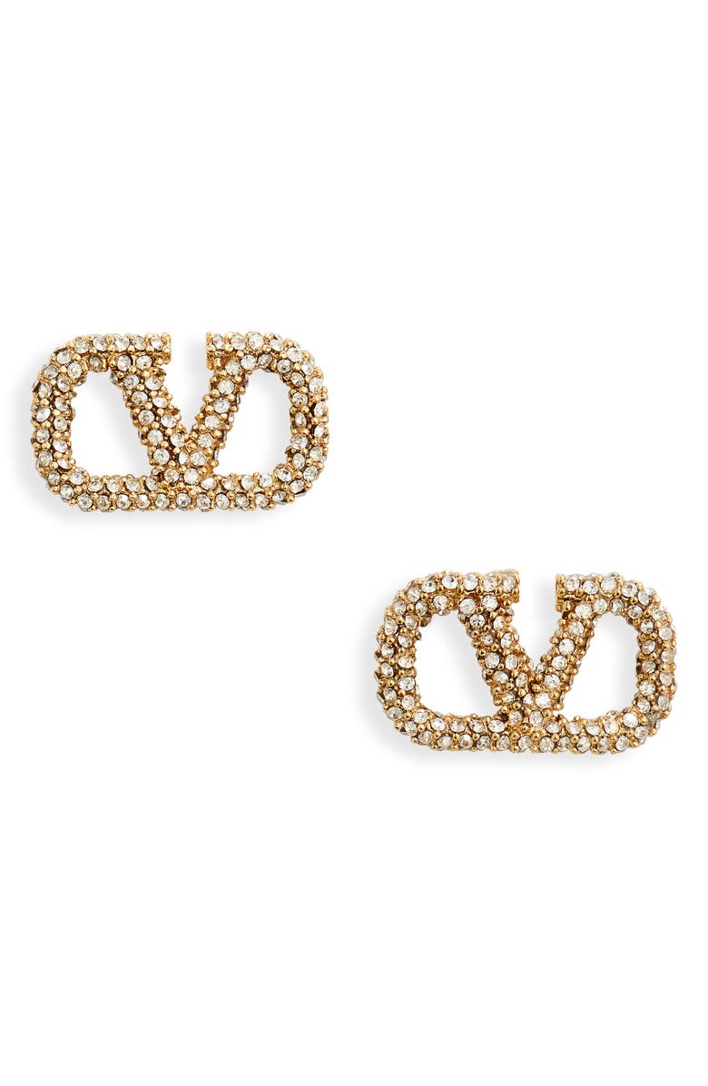 Valentino Garavani VLOGO Signature Crystal Pavé Stud Earrings, Main, color, 