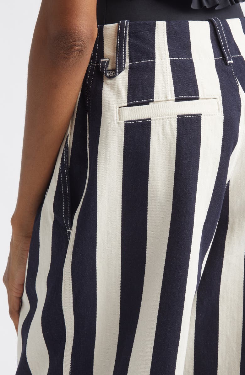 Jacquemus Le de-Nîmes Parasol Crop Straight Leg Jeans, Alternate, color, Navy/ White Big Stripe