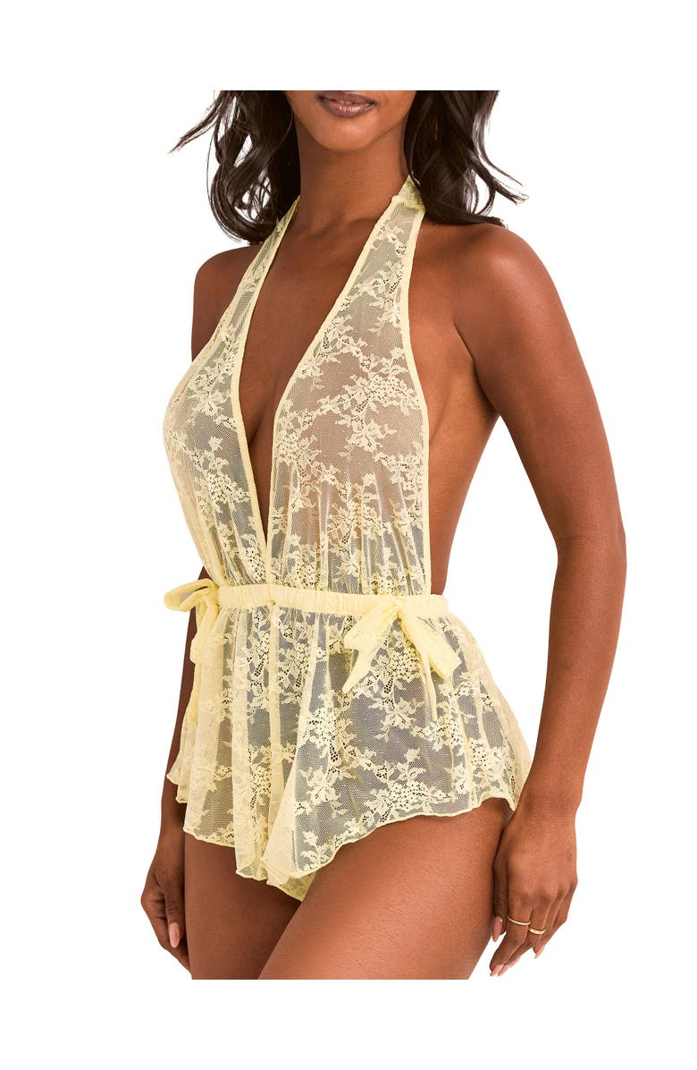 Adore Me Danie Romper Lingerie, Alternate, color, Light Yellow