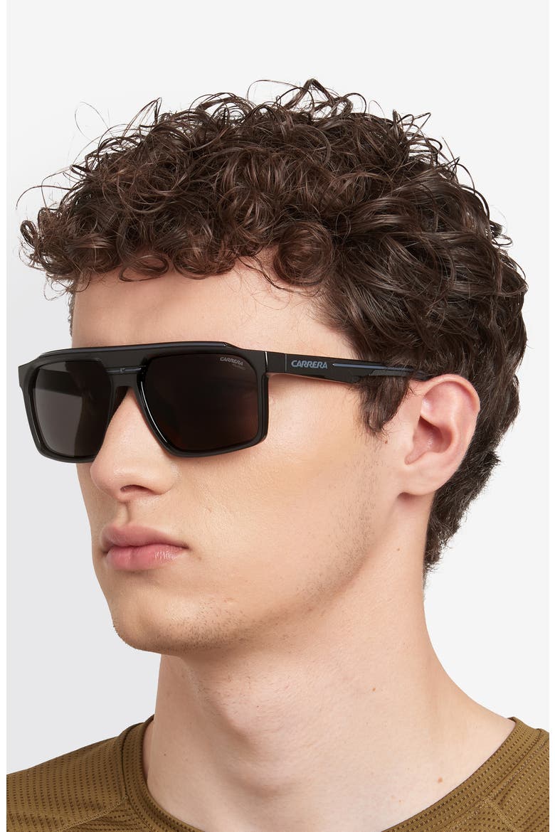 C Sport 59mm Rectangular Sunglasses, Alternate, color, BLACK/ GREY PZ