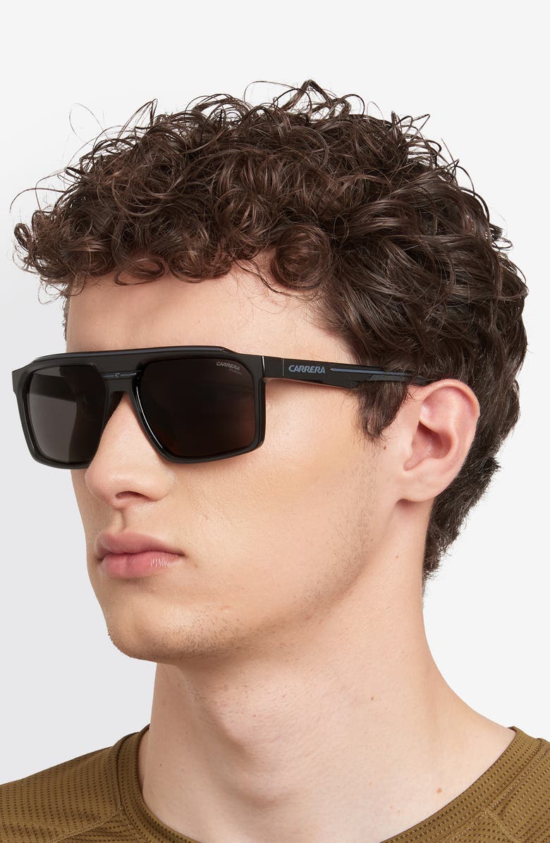 Carrera Eyewear C Sport 59mm Rectangular Sunglasses, Alternate, color, Black/ Grey Pz