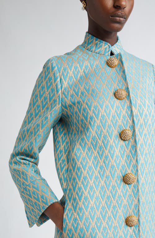 Valentino Garavani Crystal Button Toute La V Metallic Jacquard Jacket