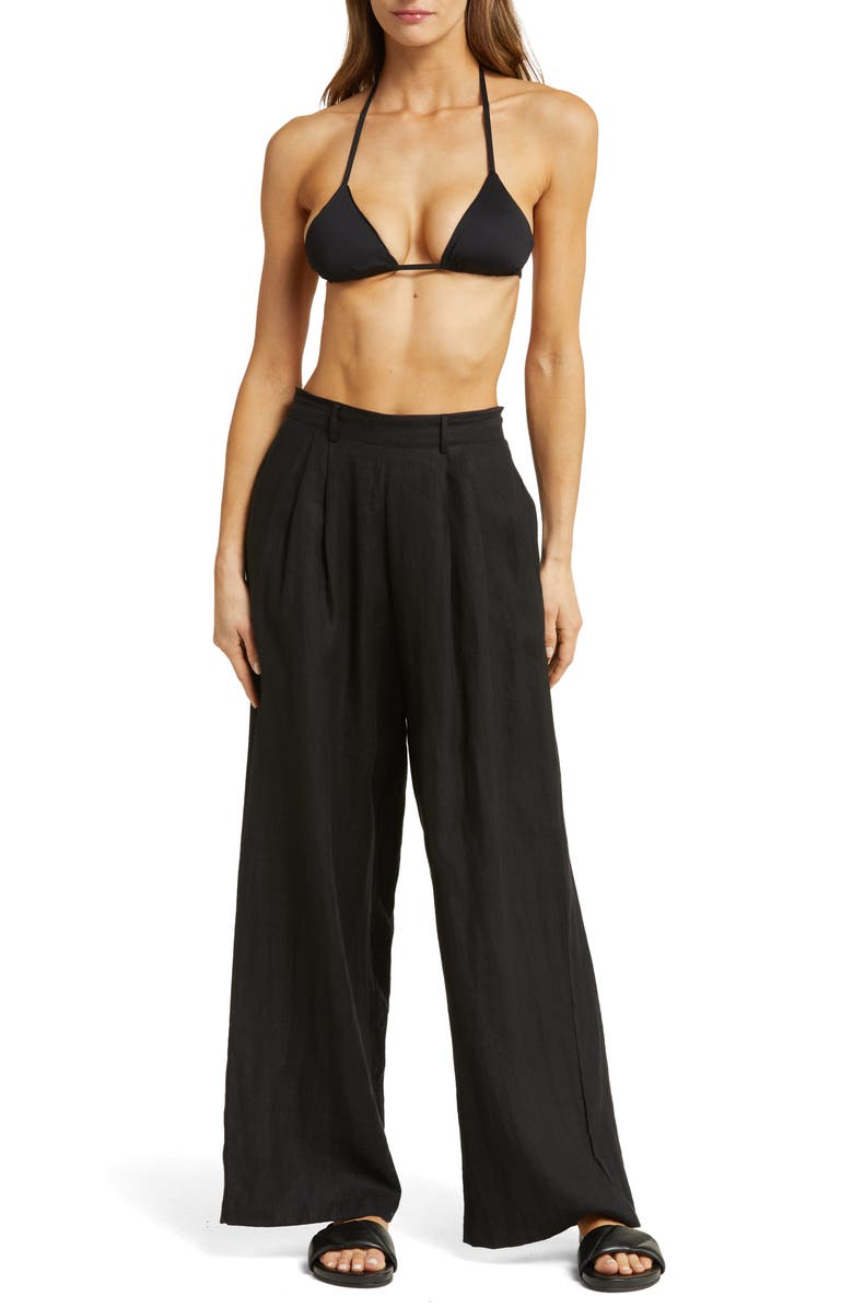 Vitamin A<sup>®</sup> The Getaway High Waist Wide Leg Linen Cover-up Pants, Main, color,