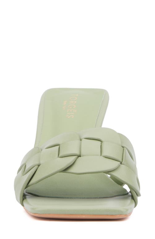 Torgeis Ela Woven Slide Sandal In Sage Green
