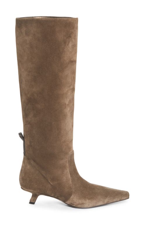 Brunello Cucinelli Suede City Knee-high Boots 35 In Brown