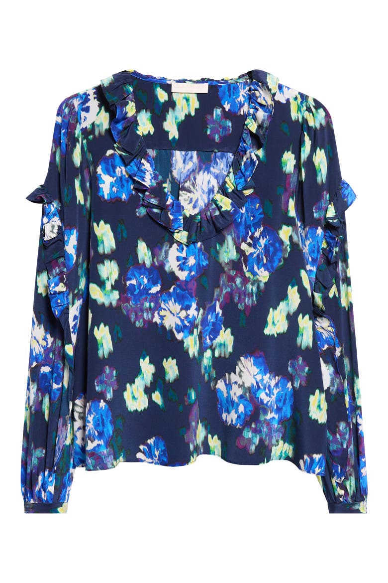 Marguerite Ruffle Silk Top, Alternate, color, EVENING BLOOM