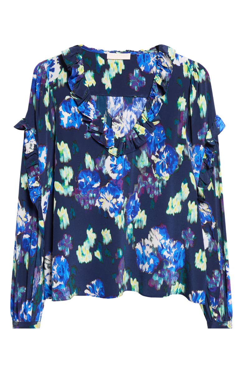 Ulla Johnson Marguerite Ruffle Silk Top, Main, color, Evening Bloom