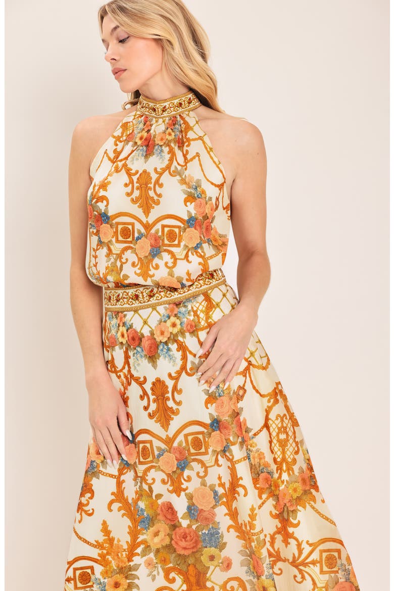 Floral Print Halter Top, Alternate, color, IVORY
