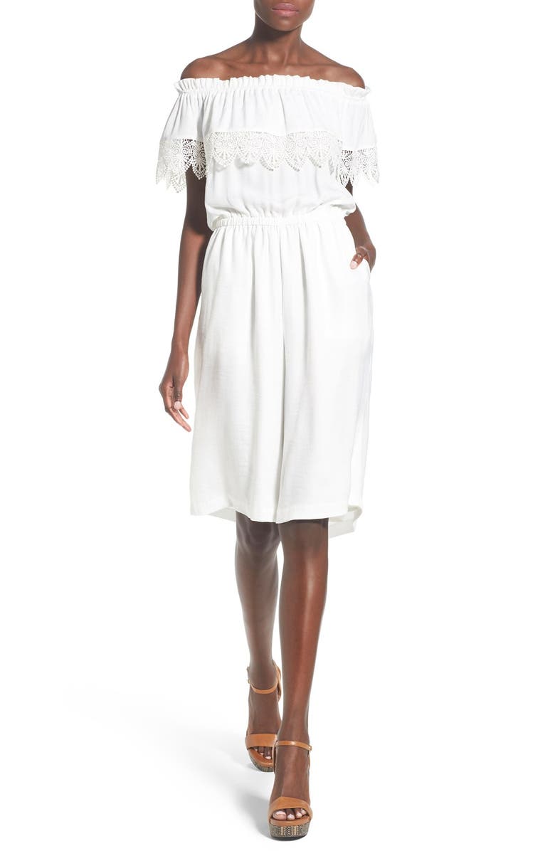 devlin 'Gwen' Off the Shoulder Culotte Jumpsuit, Main, color, 