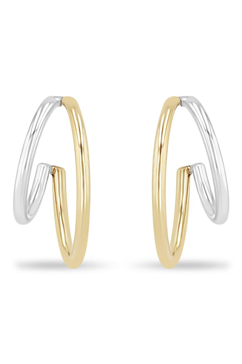 Two Tone Double Hoop Earrings, Main, color, 14K YELLOW GOLD