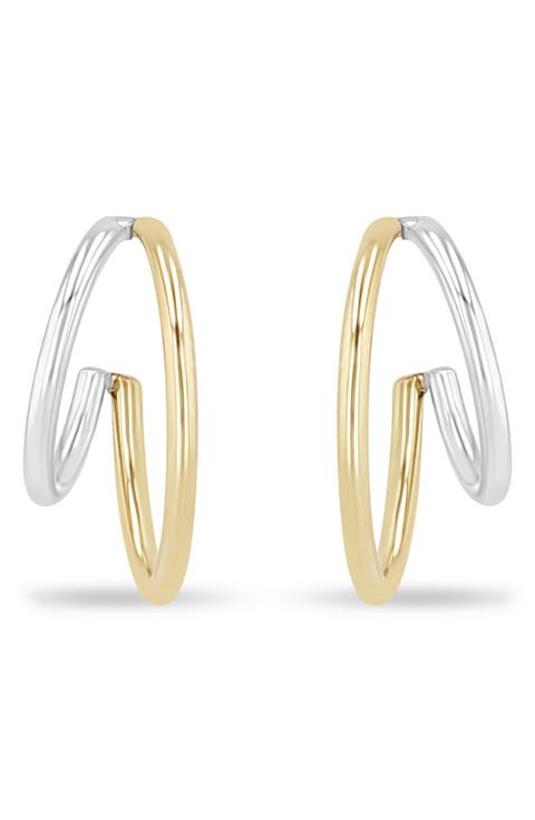 Two Tone Double Hoop Earrings