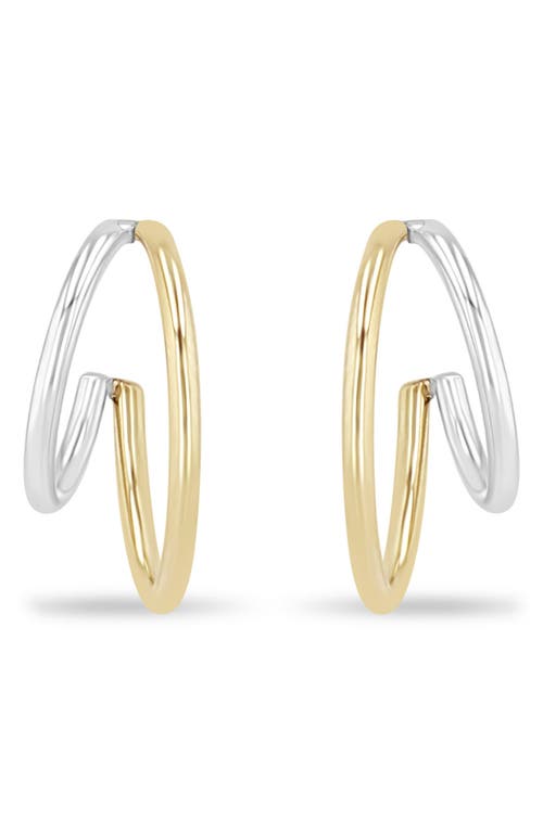 Zoë Chicco Two Tone Double Hoop Earrings In 14k Yellow Gold