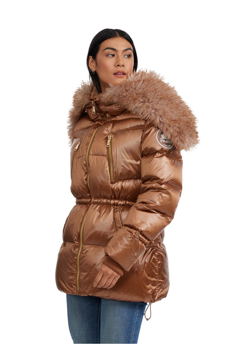 Electra Mid Puffer with Detachable shearling Lined Split Hood, Alternate, color, Copper