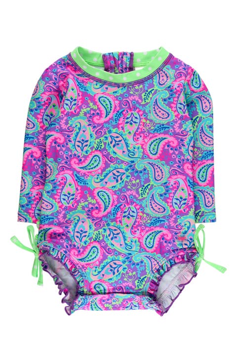 Kids' Neon Paisley One-Piece Rashguard Swimsuit (Baby & Toddler)