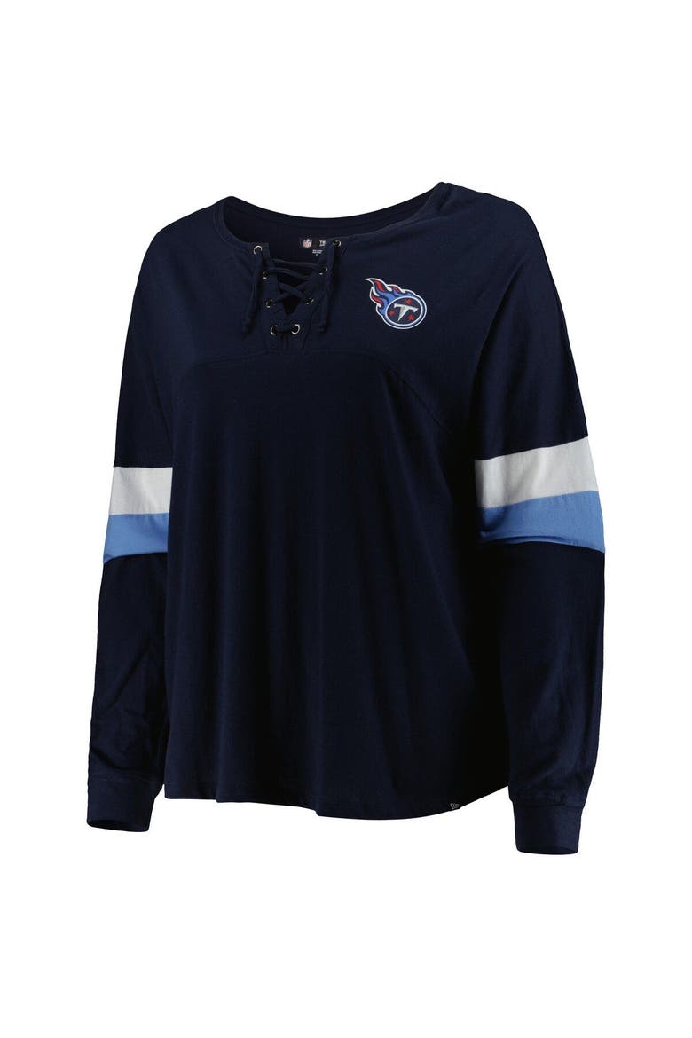 Women's New Era Navy Tennessee Titans Plus Size Athletic Varsity Lace-Up V-Neck Long Sleeve T-Shirt, Alternate, color, Navy