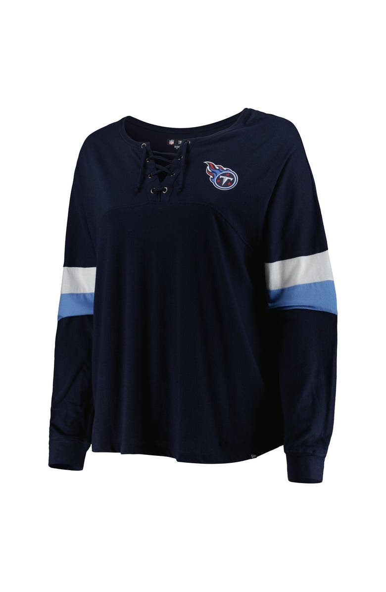 New Era Women's New Era Navy Tennessee Titans Plus Size Athletic Varsity Lace-Up V-Neck Long Sleeve T-Shirt, Alternate, color, Navy