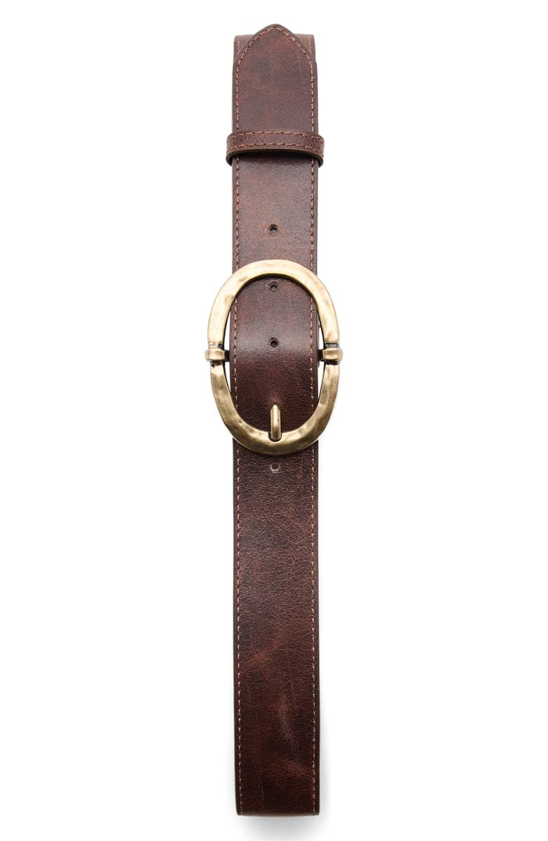 MANGO Hammered Buckle Faux Leather Belt, Alternate, color, 