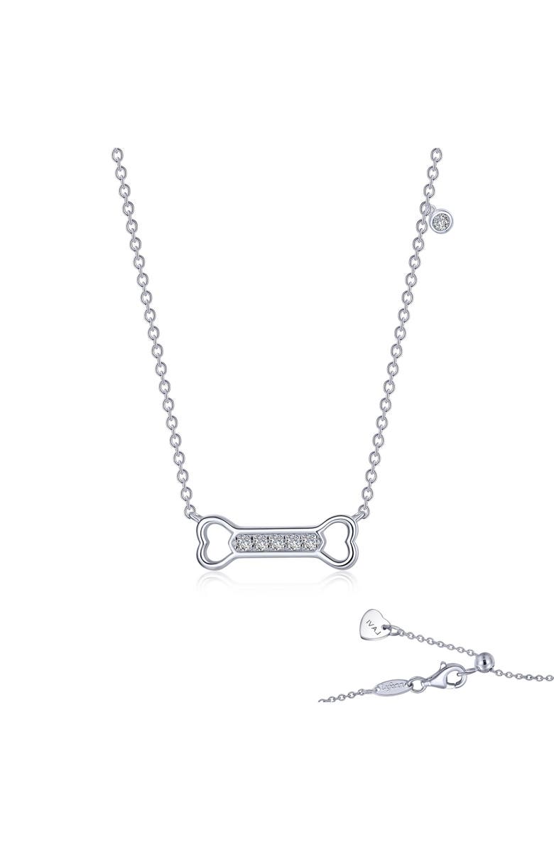 Lafonn Simulated Diamond Dog Bone Pendant Necklace, Alternate, color,