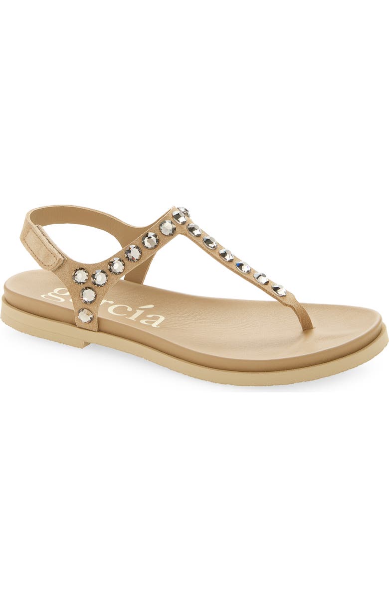 Pedro Garcia Judith Crystal Stud Sandal, Main, color, Dijon Castoro-Greige