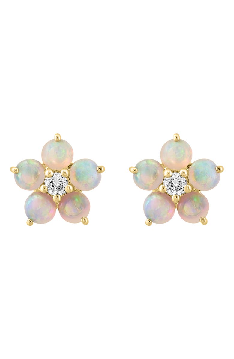 EFFY 14K Yellow Gold Diamond Opal Stud Earrings, Main, color, 