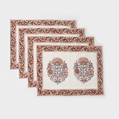 Saffra Hand Block Printed Cotton Placemats - Set of 4