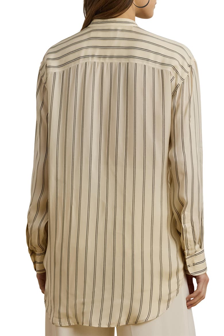 Stripe Jacquard Button-Up Tunic, Alternate, color, IVORY BEIGE/ BLUE MULTI