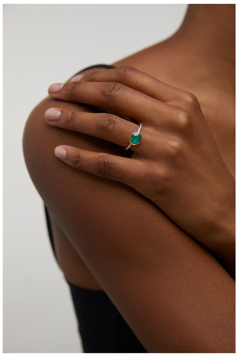 Siren Green Onyx & Diamond Stacking Ring, Alternate, color, YELLOW GOLD