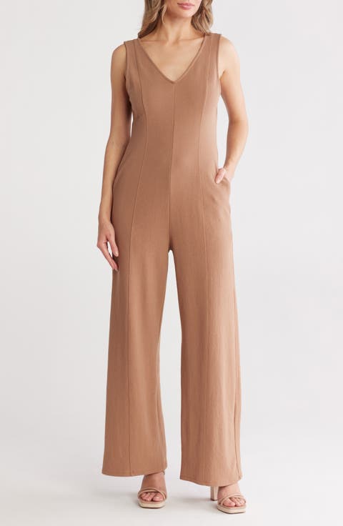 Double V-Neck Sleeveless Jumpsuit