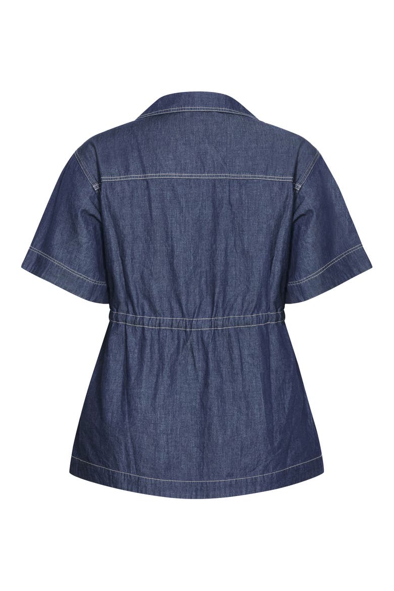 Mikayla Tie Waist Denim Shirt, Alternate, color, INDIGO