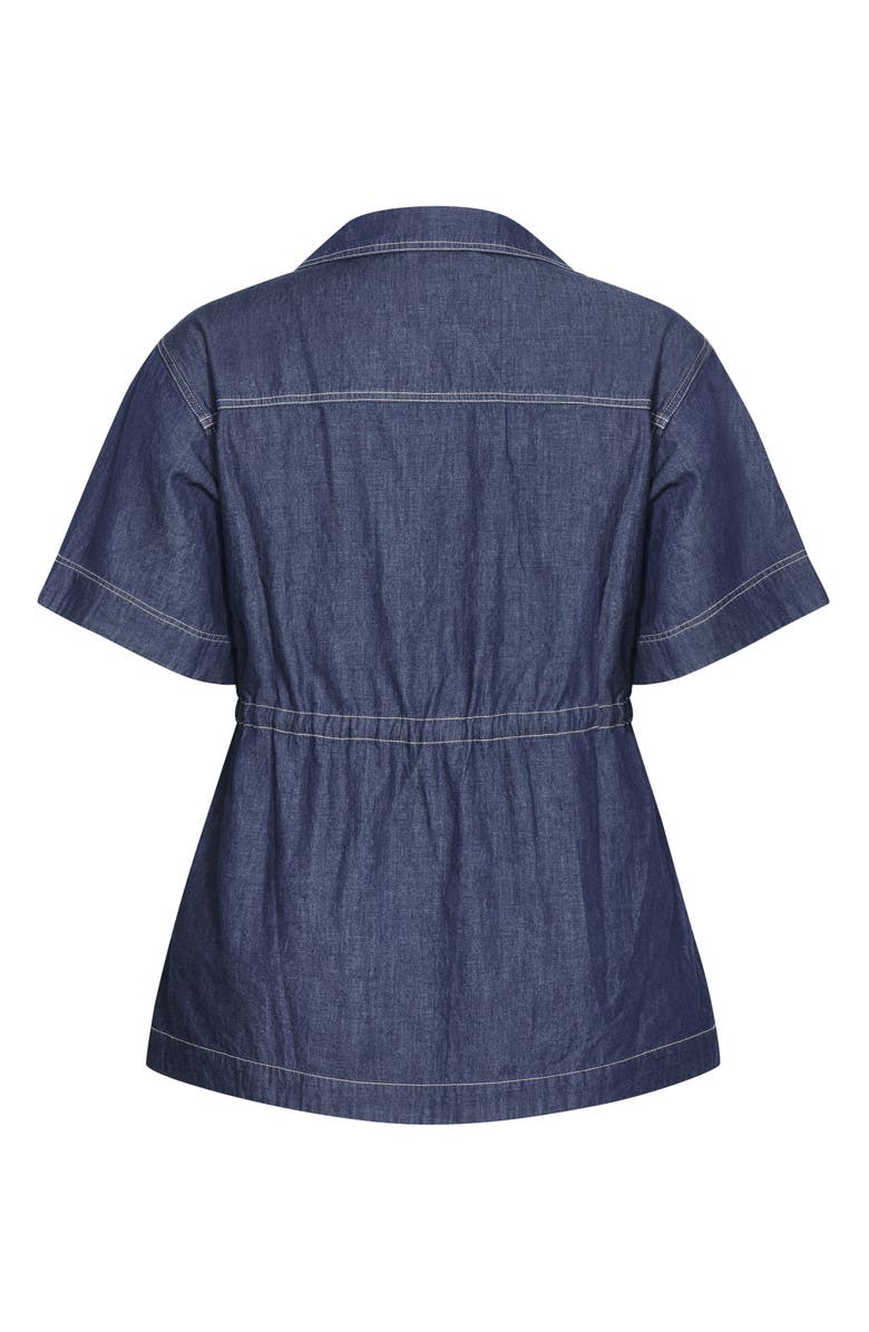 City Chic Mikayla Tie Waist Denim Shirt, Alternate, color, Indigo