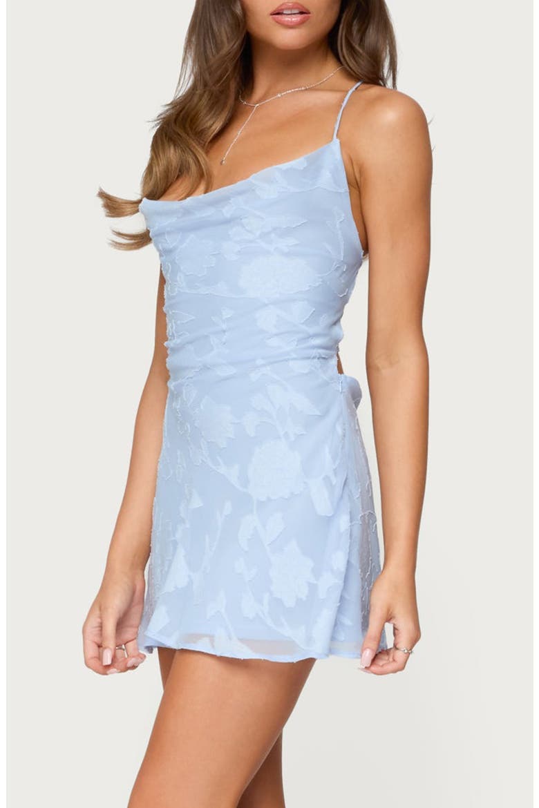 Velvet Burnout Floral Minidress, Alternate, color, BLUE