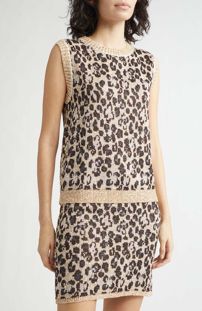 Missoni Animal Jacquard Sequin Sleeveless Sweater, Alternate, color, Beige Base