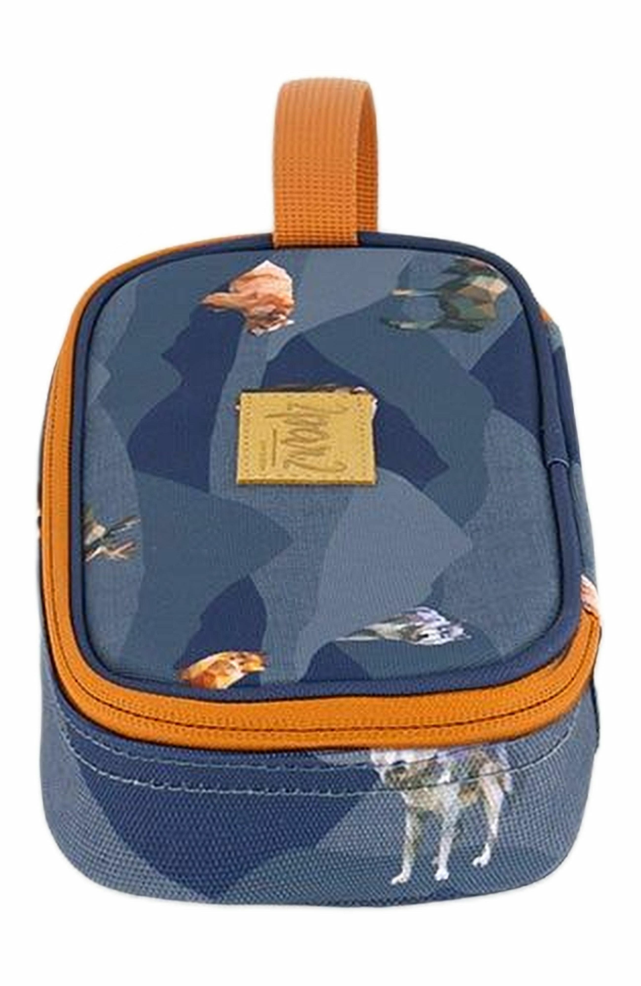 Deux par Deux Boy's Pencil Case Navy Printed Moutains Animals, Alternate, color, 