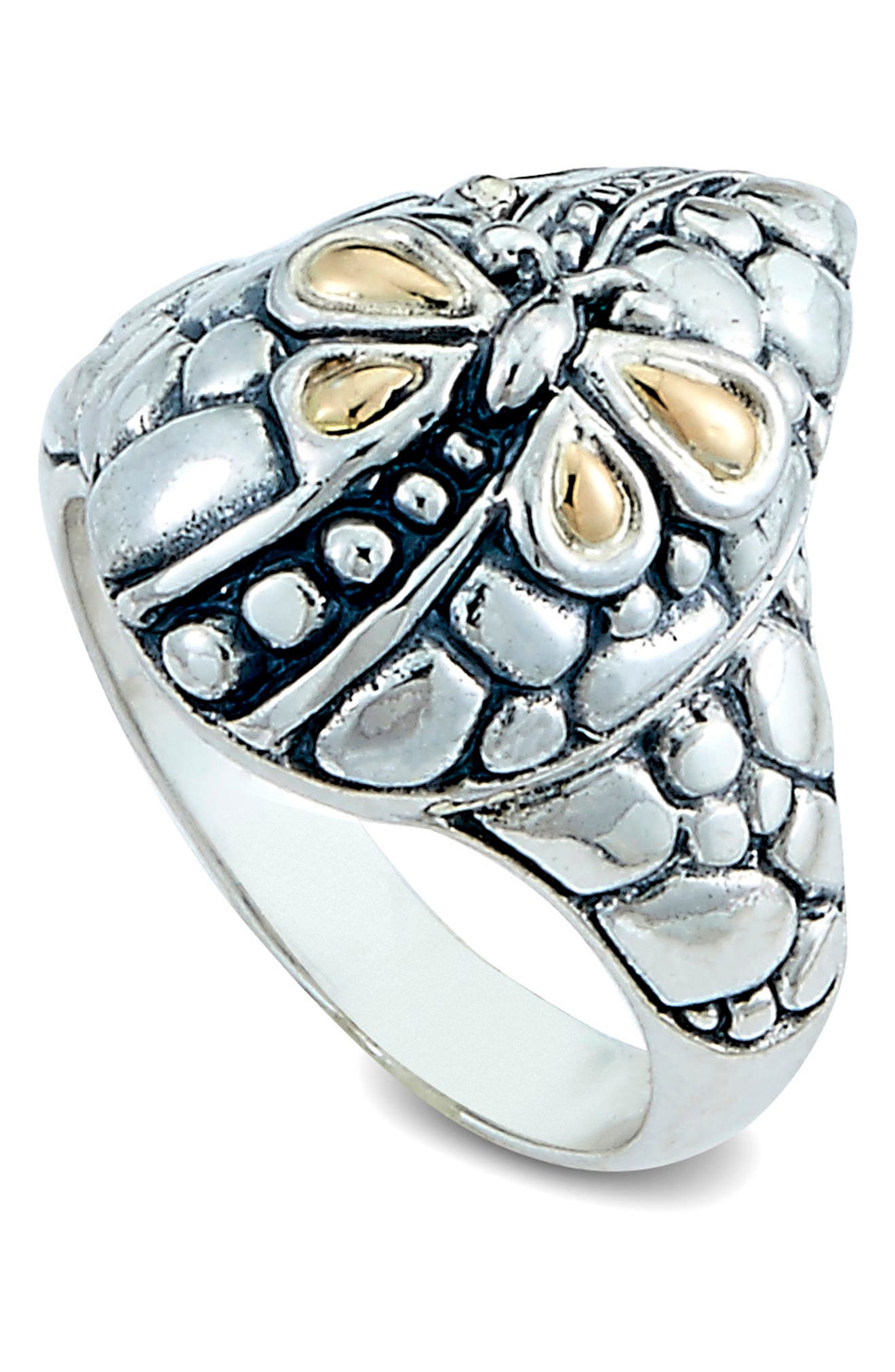 SAMUEL B. 18K Gold & Sterling Silver Butterfly Motif Ring