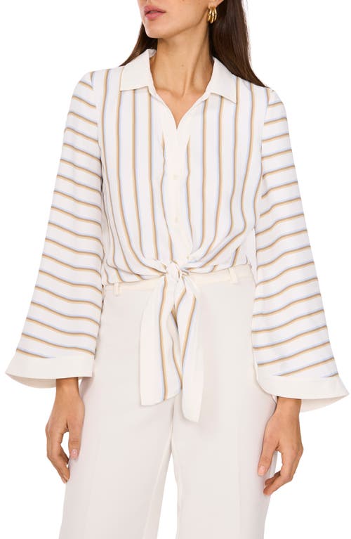 VINCE CAMUTO VINCE CAMUTO STRIPE TIE FRONT BUTTON-UP SHIRT 