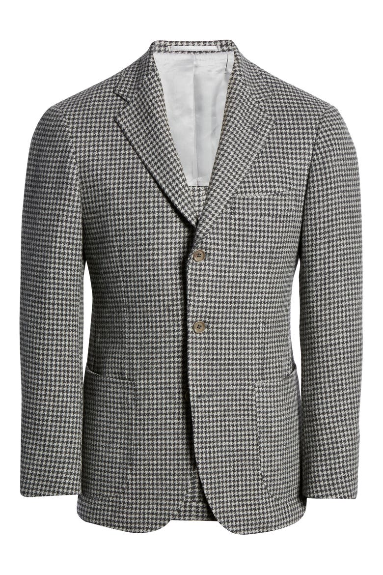 Trim Fit Houndstooth Check Wool Sport Coat, Alternate, color, GREY