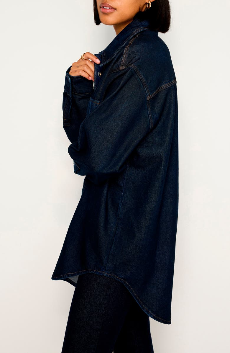 Good American Oversize Denim Shirt, Alternate, color, 
