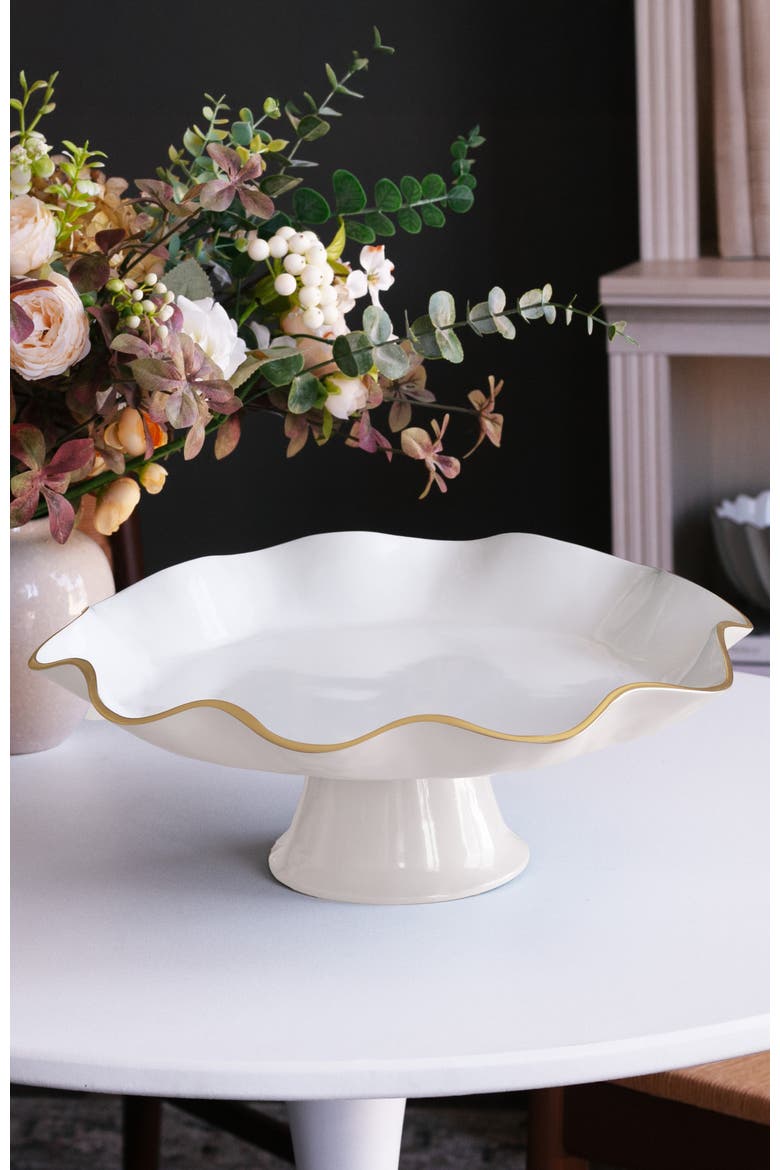 Encanto Carola Pedestal Cake Plate, Alternate, color, Cream and White