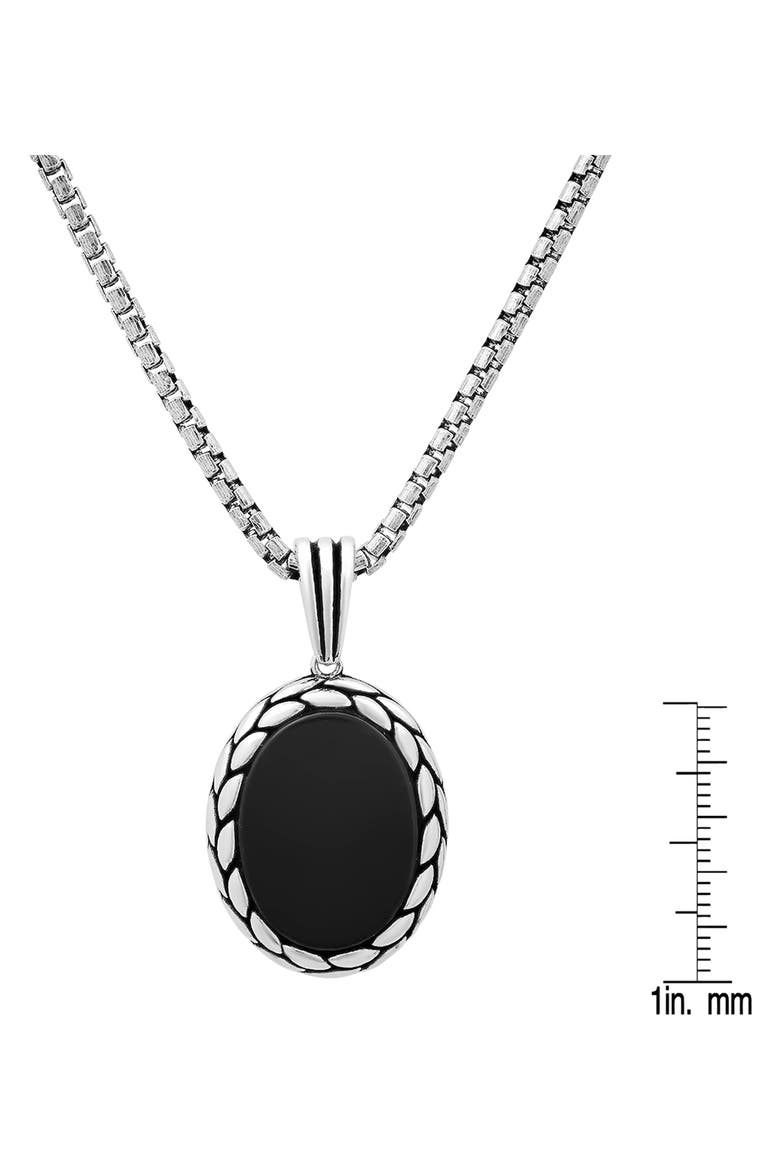 Men's Sterling Silver Pendant Necklace, Alternate, color, SILVER/ BLACK