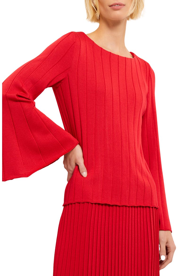 Rib Bell Sleeve Sweater, Alternate, color, SUNSET RED
