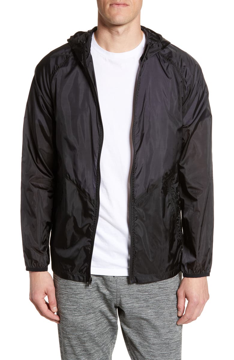 Zella Hooded Nylon Windbreaker, Main, color,