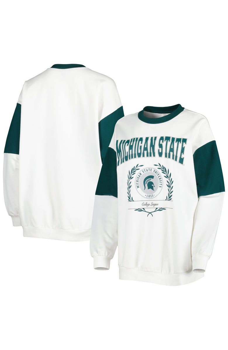 GAMEDAY COUTURE Women's Gameday Couture White Michigan State Spartans It's A Vibe Dolman Pullover Sweatshirt, Main, color,