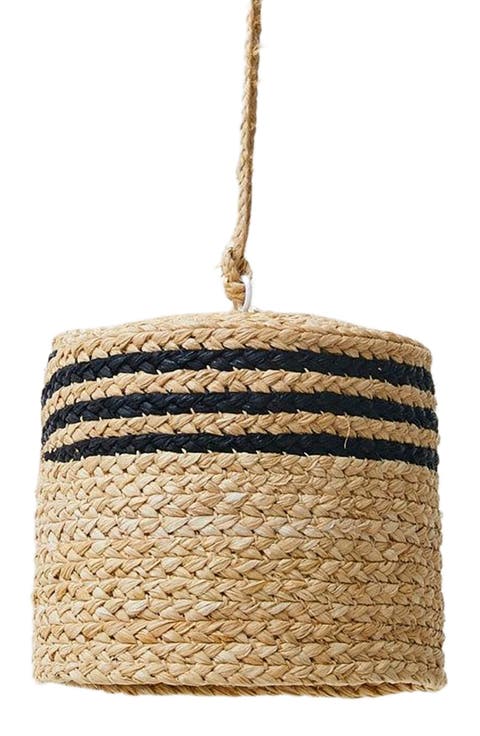 Striped Braided Raffia Small Lamp Shade