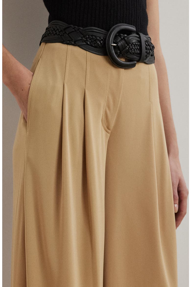 Pleated Wide Leg Knit Pants, Alternate, color, LIGHT BEIGE