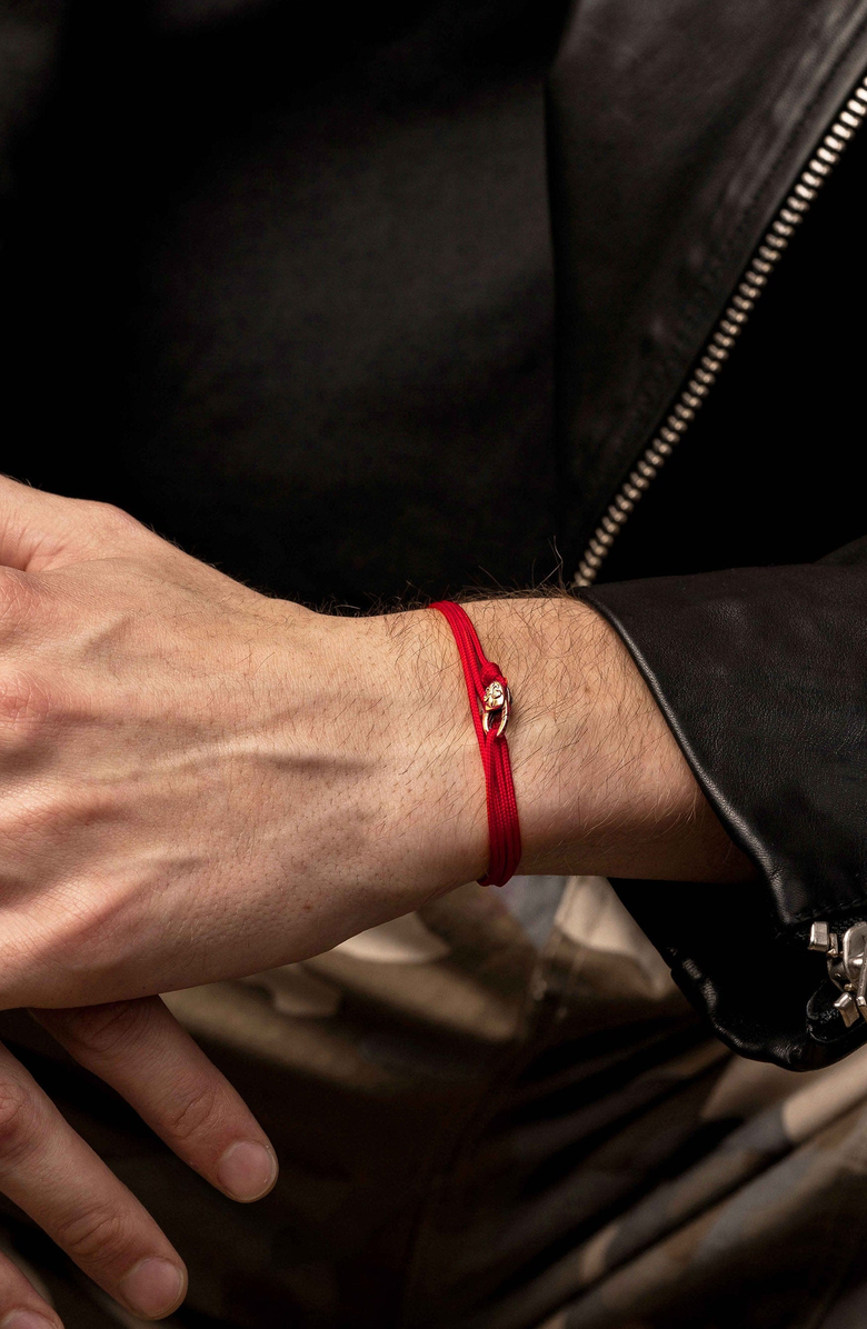 Nialaya Wrap-Around Lock String Bracelet, Alternate, color, Red/Gold Plated