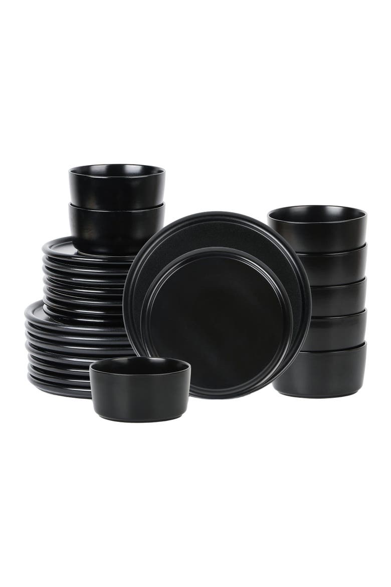 Eden Stoneware 24-Piece Dinnerware Set, Main, color, Black