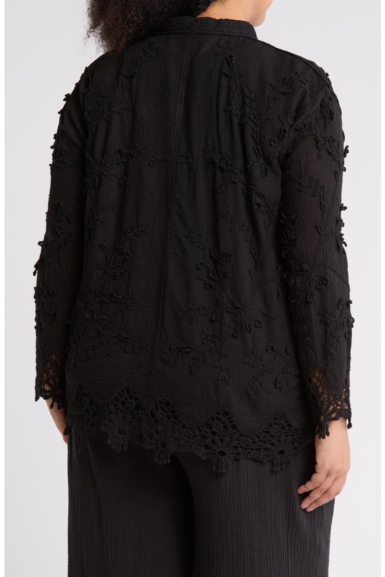 Floral Lace Button-Up Shirt, Alternate, color, BLACK