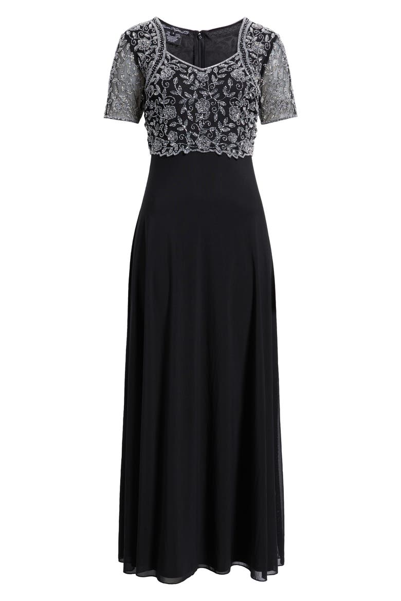 Beaded Bodice A-Line Gown, Alternate, color, BLACK/SILVER 013