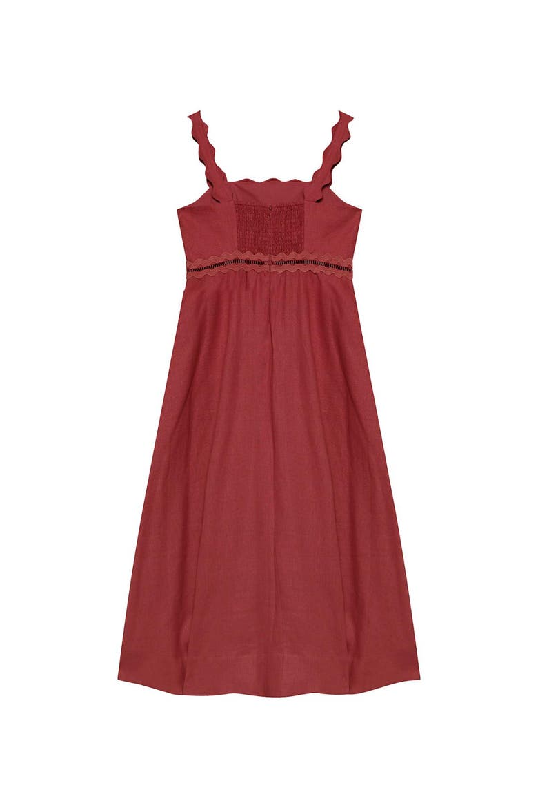 Linen Midi Dress, Alternate, color, Burgundy